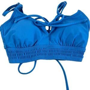 Xhilaration Women's Slate Blue Longline Smocked Bikini Top - Size Small - NWT